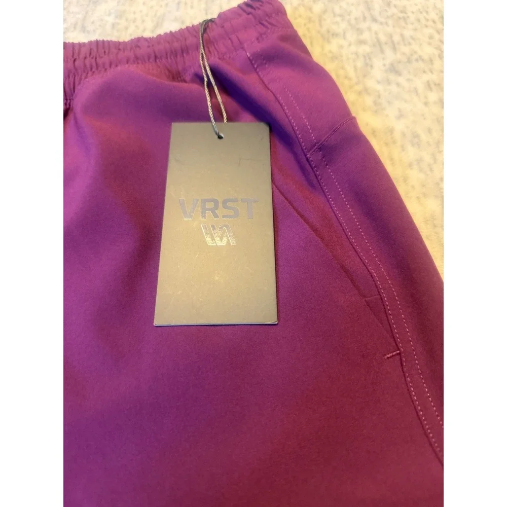 VRST‎ Mens 7 Inch Training Shorts Purple Elastic Waist Zipper Pocket Size S NWT